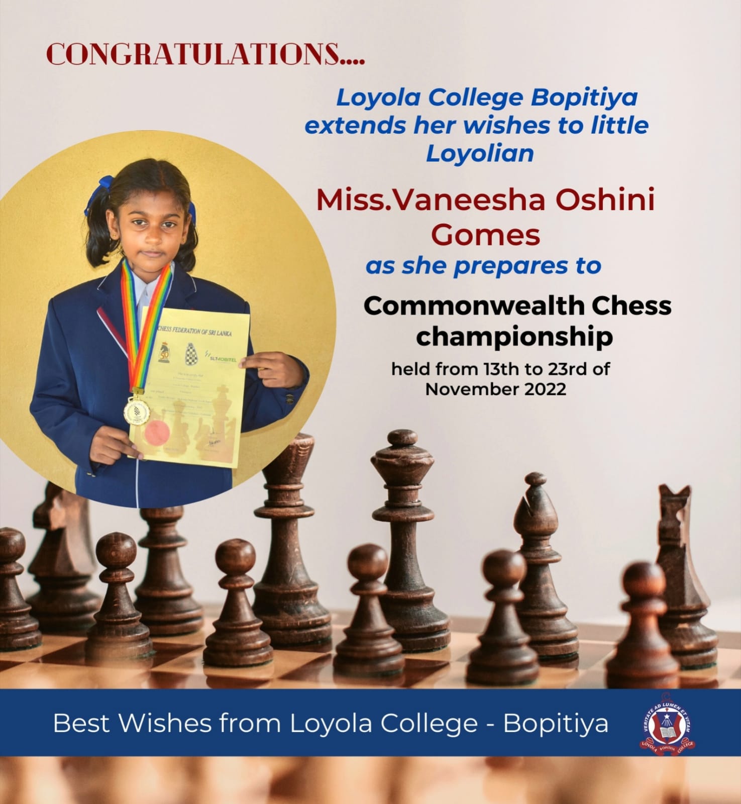 Ms. Vaneesha Gomes prepares for Commonwealth Chess Championship